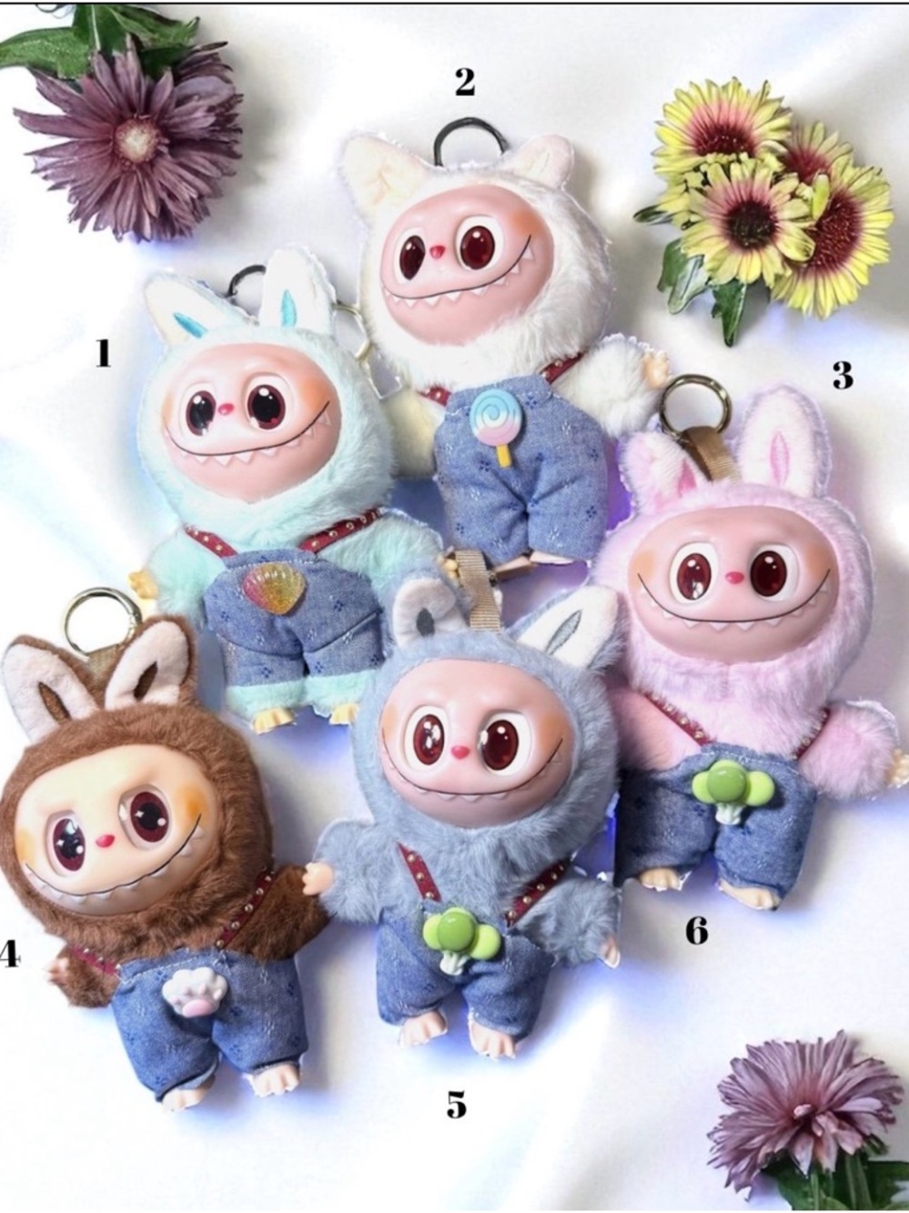 Lot of 2-Custom adorable Fantasy Plushie Keychain w/ outfits